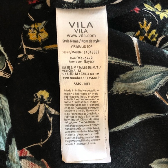 Vila Clothing Bird floral Ruffle Printed Top - Picture 7 of 8